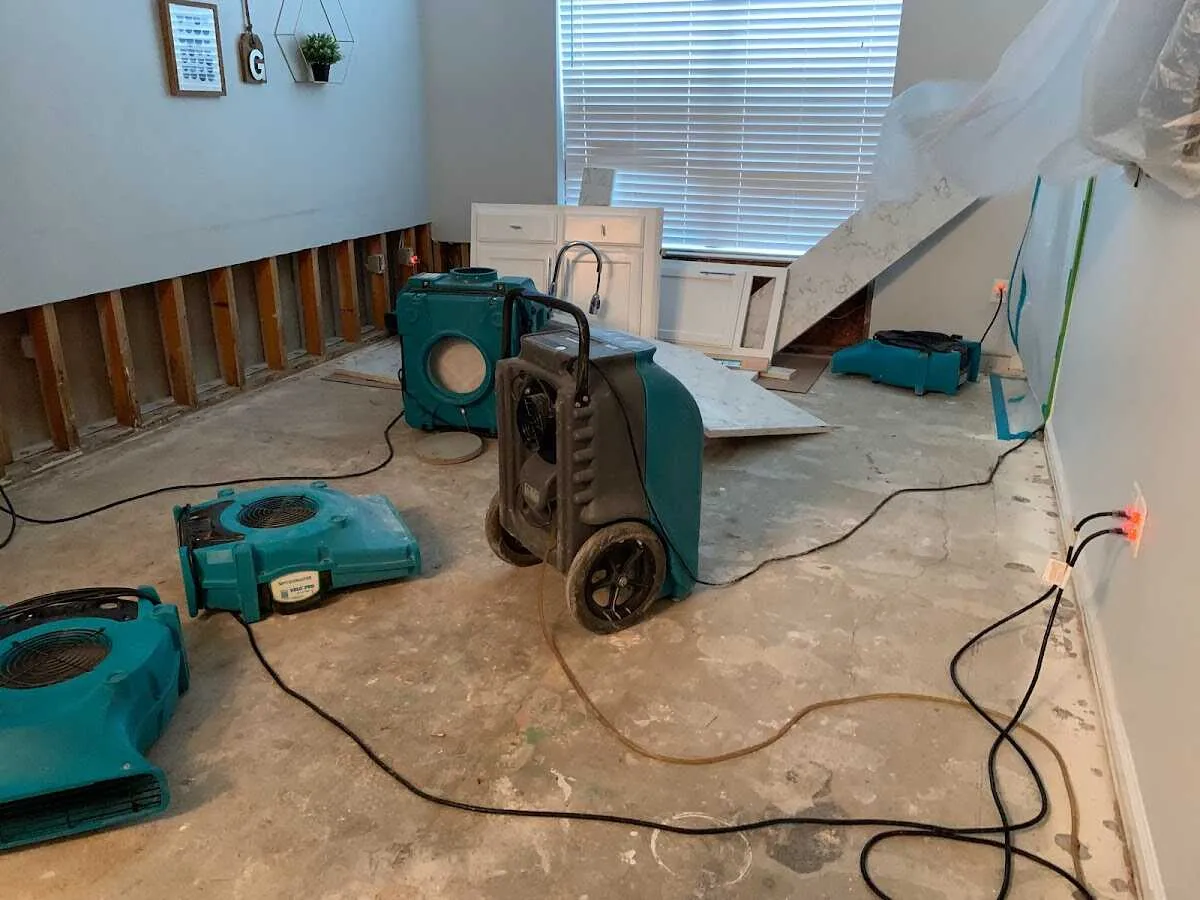 Dehumidifier in flood-cut room for Water Damage Restoration in Florence
